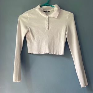 Tight Fit Collared Button up Crop Top